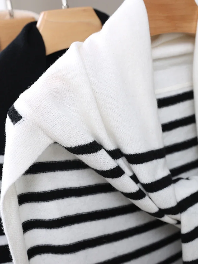 Knitted Stripes Wrap Shawl New Trend Women Perfect Pure Wool Imitate-Cardigan Cape Sleeved Neck Collar Scarf Warm Soft Light