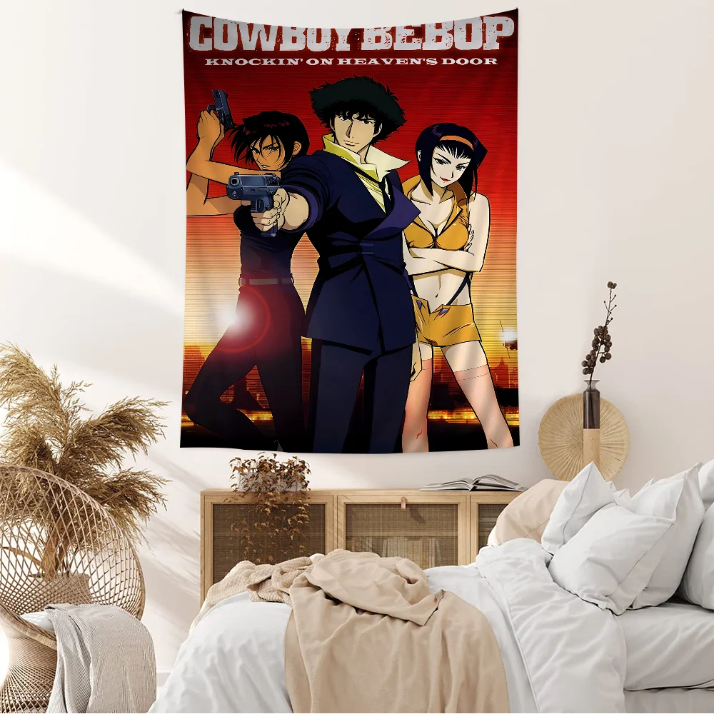 C-Cowboy B-Bebop Cartoon Tapestry Hippie Flower Wall Carpets Dorm Decor Art Home Decor