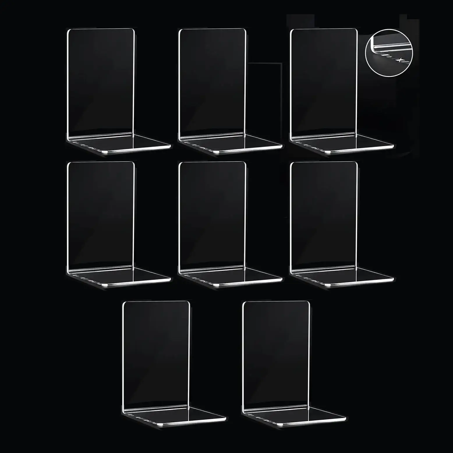 8-delige boekensteunen, doorzichtige boekensteunen voor planken, zware boekensteunen en desktop-organizer, boekenstopper voor boeken/films/cd - afbeelding 2