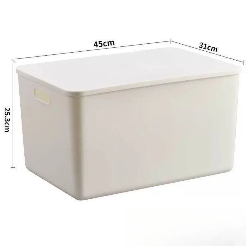 Thickened Plastic Storage Box Rectangular White Kitchen Cabinet Miscellaneous Items Organizer Box Desk Frame Storage Basket