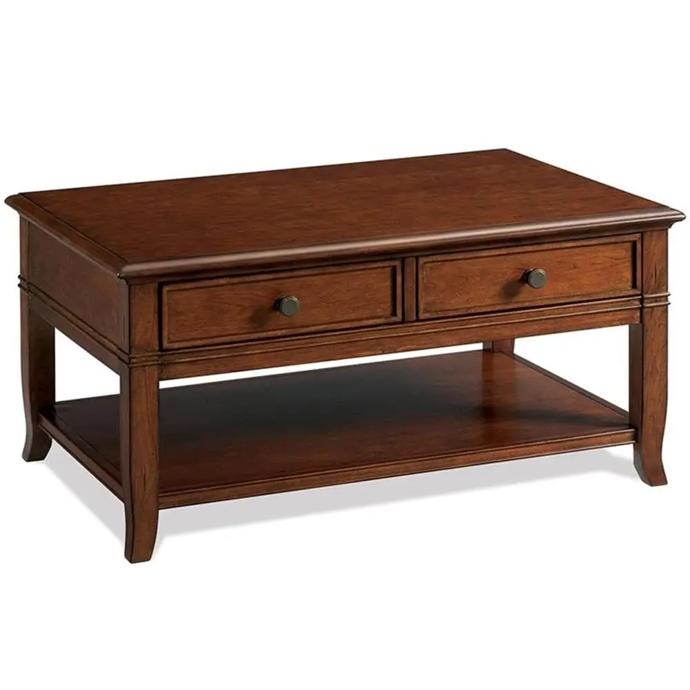 

Contemporary Storage Coffee Table In Burnished Cherry, Customized