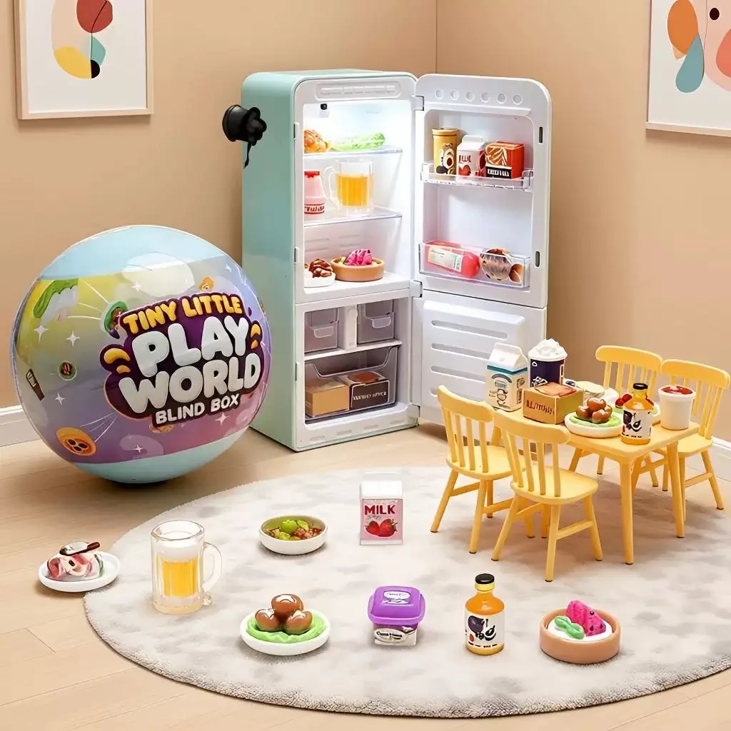 hot Mini Fill The Fridge Refrigerator Set Ball Series Blind Box Mystery Play House Decor Toy For Kids Gifts Trendy Collectible ﻿ view 6