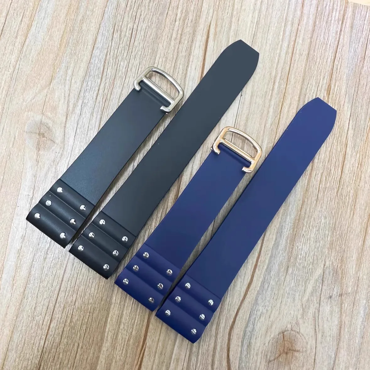 For Cartier Santos strap Silicone bracelet High quality Rubber watchband for Waterproof rubber band 21mm black blue wristband