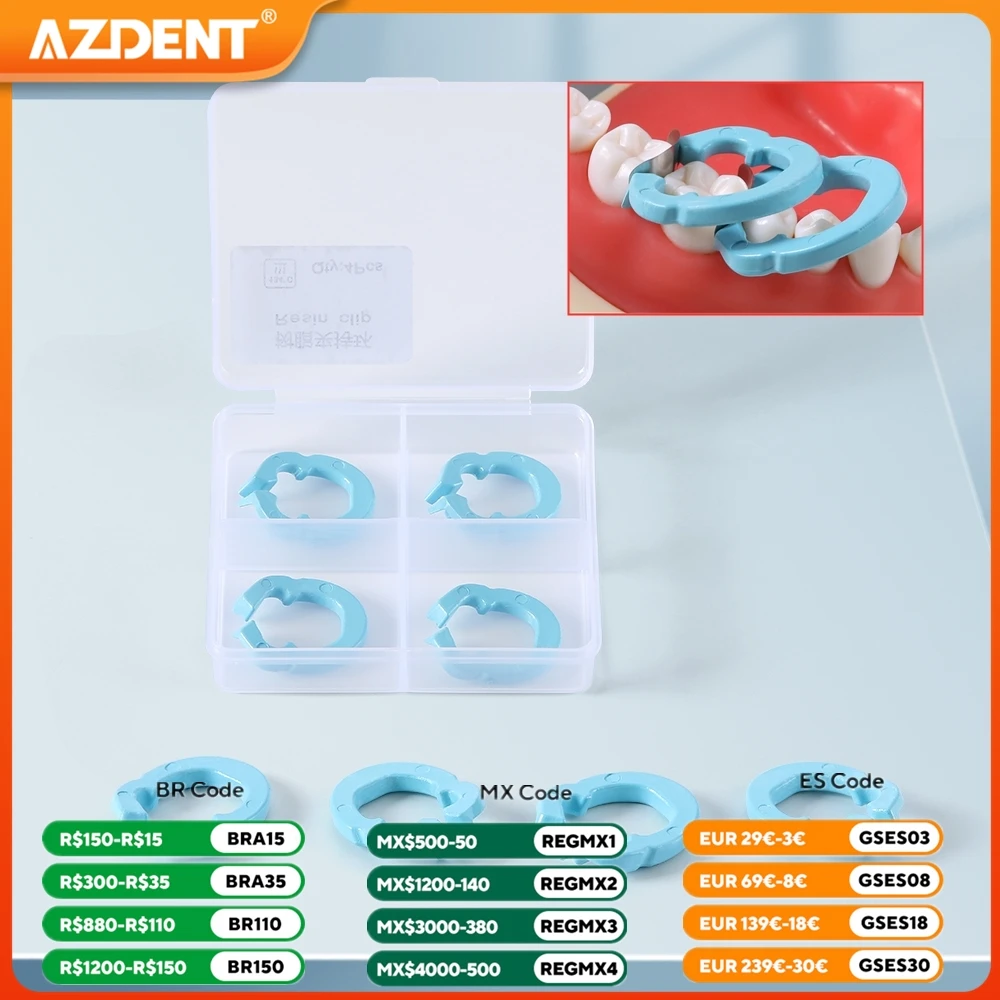 Anillo separador de resina Dental, soporte para Matrices contorneadas seccionales AZDENT, abrazadera fija Autoclavable, 4 unids/set