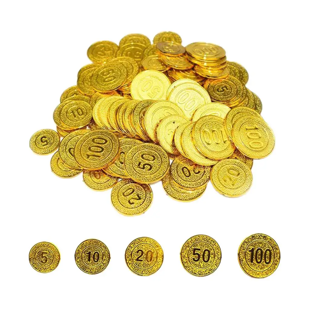 100Pcs/set Poker Chips 5 10 20 50 100 Coin Casino Game Pirate Coins