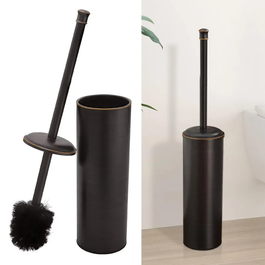 

Toilet Brush and Holder, Toilet Cleaner Bowl Set with Two Brush with Extra Long Handle, Durable Bristles Toilet Scrubber and Cov