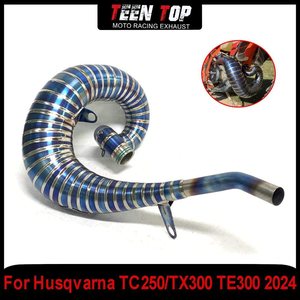 30MM 2-Stroke Burned Blue Offroad Bike For Husqvarna TC250/TX300 Exhaust Header Titanium Motor Bike Exhaust Pipe TE300 2024