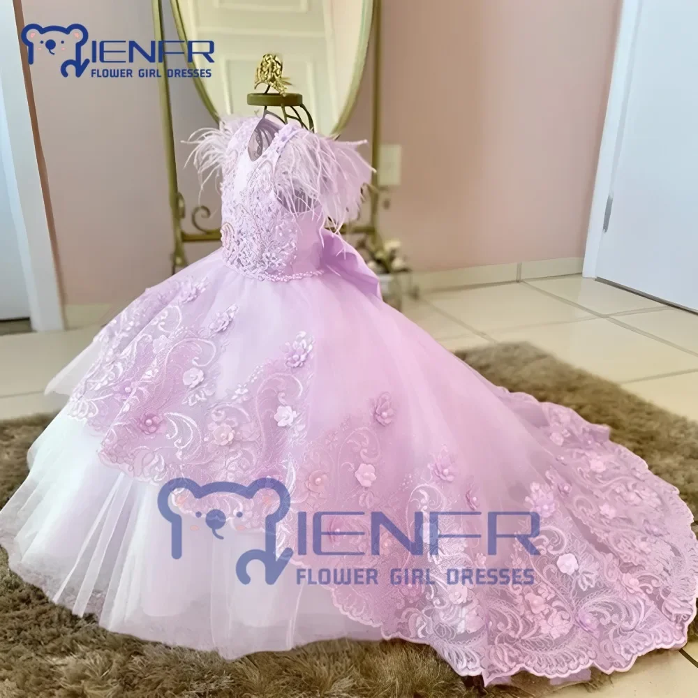 

2023 Flower Girl Dress for weddings Sleeveless First Communion Lace Princess Beauty Pageant Dream Kids Birthday Gown Custom