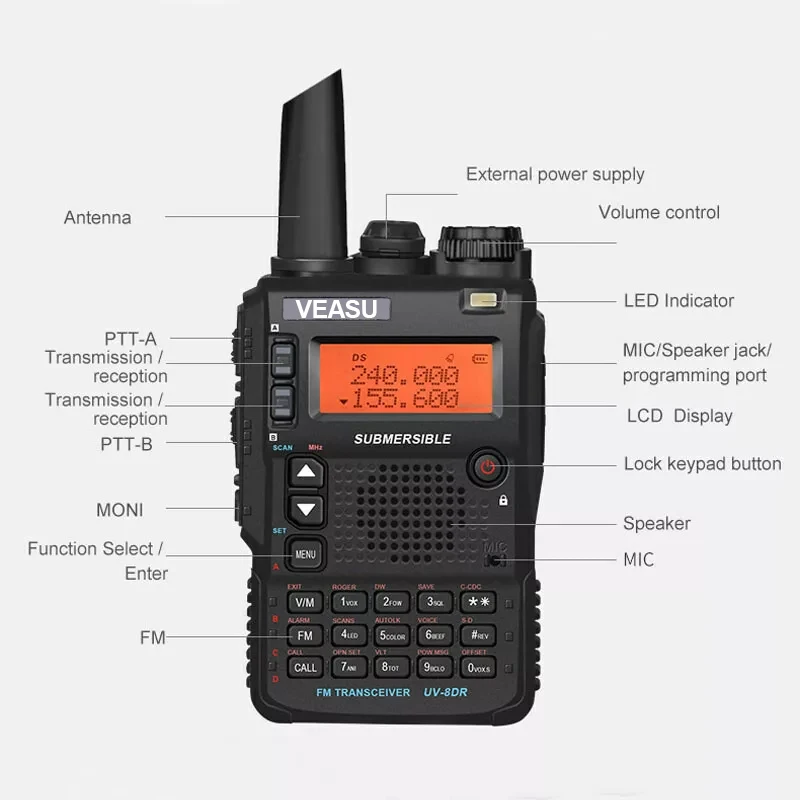 VX UV 8DR Quad Quad Band VHF UHF VX8dr Handheld Amateur Communication Transceiver Analog Ham Radio Manual Intercom Walkie Talkie