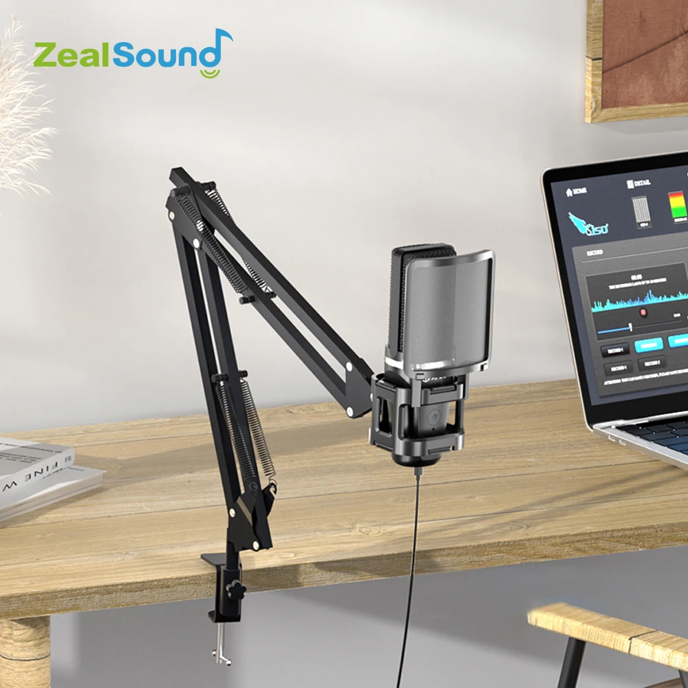 

Zealsound USB Condenser Gaming Microphone With Articulated Arm RGB Professional Mic For PC Mac Podcasting Streaming Youtube