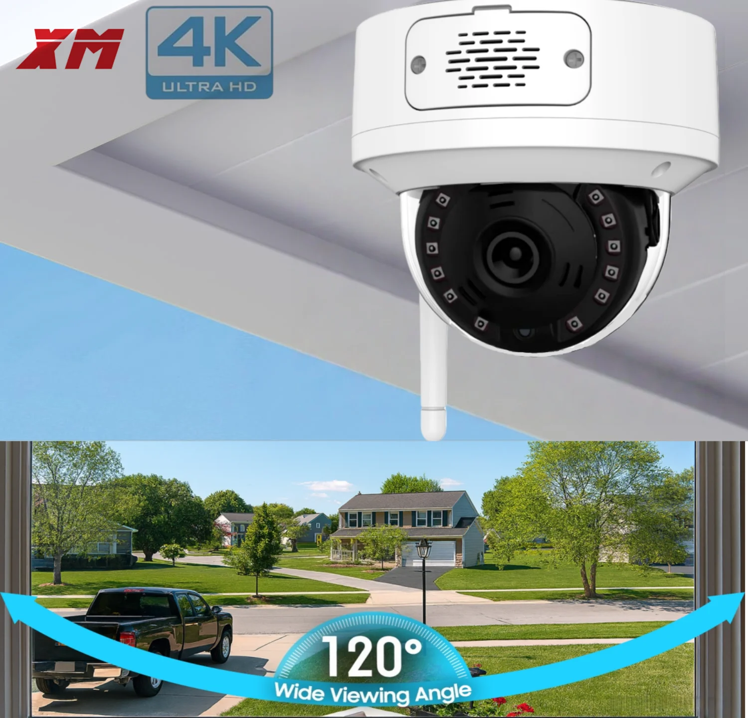 8MP HD IP Camera IP67 Weatherproof Wifi Dome Surveillance with Two-way Audio for Home Security Protection
