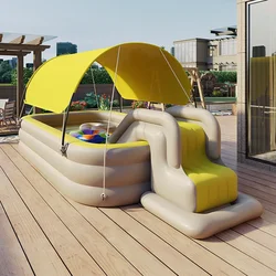 MOEYE Outdoor Automatic Inflatable Swimming Pool with Rain Canopy Courtyard Inflatable Children's Swimming Pool