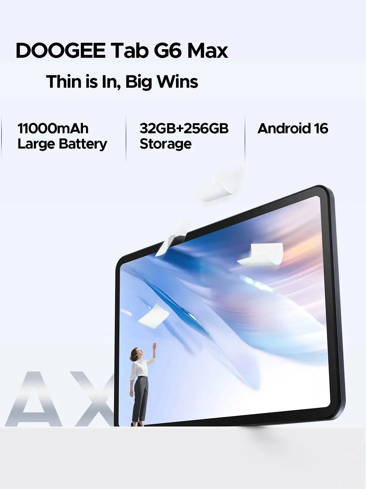 DOOGEE Tab G6 Max 2-in-1 Tablet PC Android 16 Gemini AI 13,4 inch 11000mAh Batterij 32GB(6+26) RAM 256GB ROM Widevine L1 Tablet PC 4G LTE - afbeelding 2