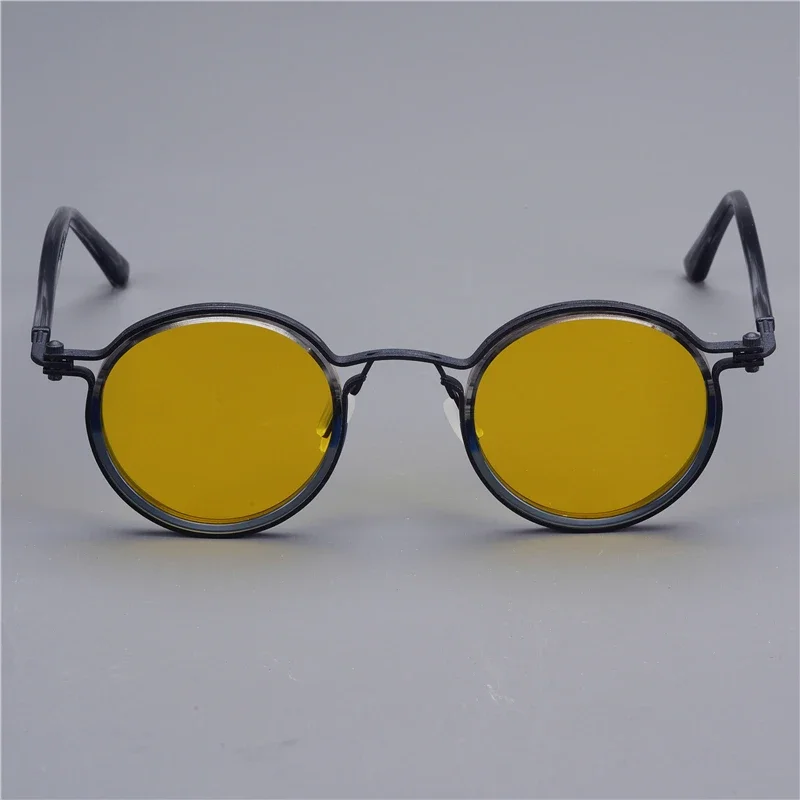 2022 nuevas gafas de sol Vintage de moda UV400 polarizadas marco de titanio puro diseño de piloto redondo clásico mujer hombre calidad Original