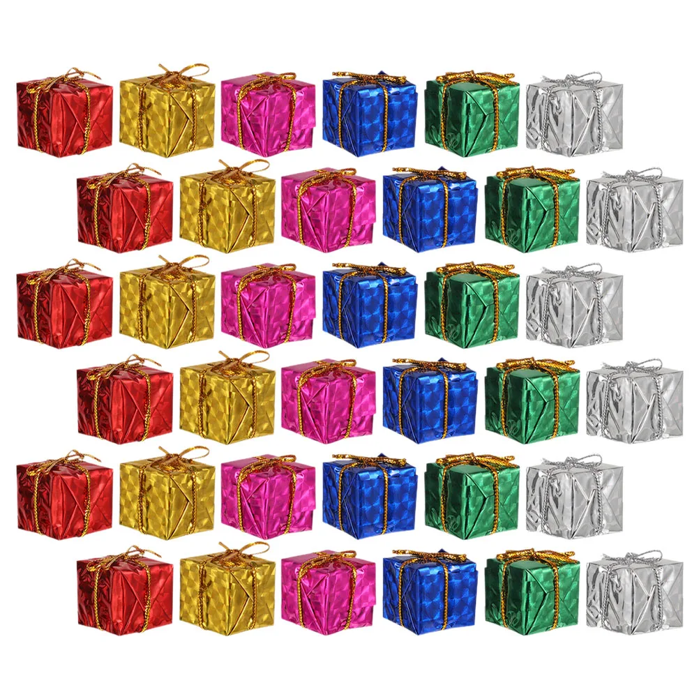 

36 Pcs Christmas Decorations Holiday Tree Mini Hanging Boxes Ornaments Garden Miniature Presents