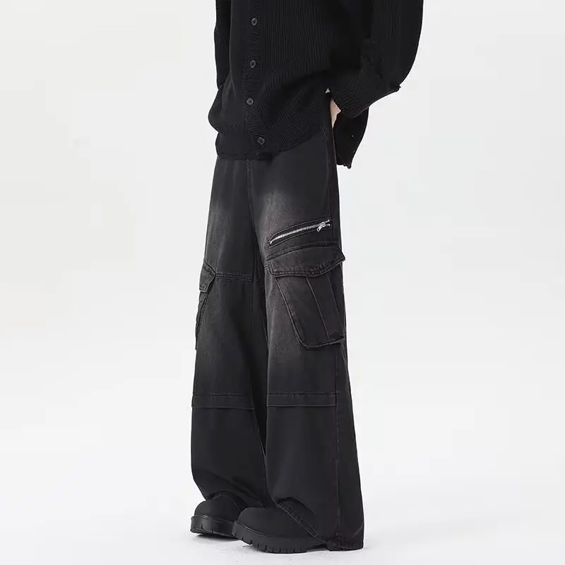 

Punk y2k Loose Cargo Baggy Jeans For Man Gothic Denim Trousers Chic Vintage Casual Wide Leg Pants Daily Man Clothes Clothing