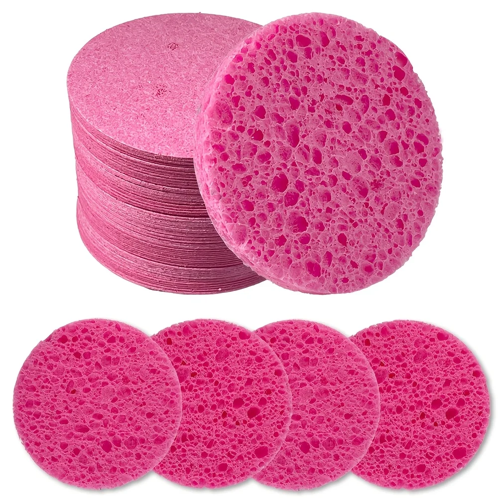 30 éponges faciales rondes compressées pour un nettoyage, un démaquillage et une exfoliation à usage unique. Convient pour le nettoyage en voyage