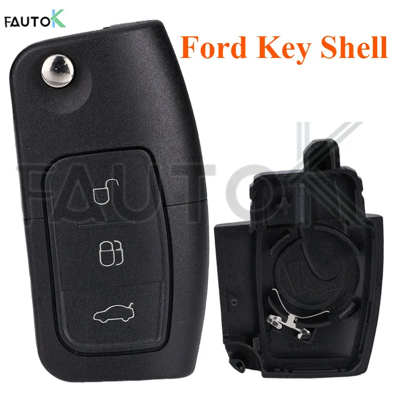 3 ปุ่มรถพับสมาร์ทควบคุม Fob สําหรับ Ford Focus Fiesta C-Max K - Uncut รถ Blank Key Shell