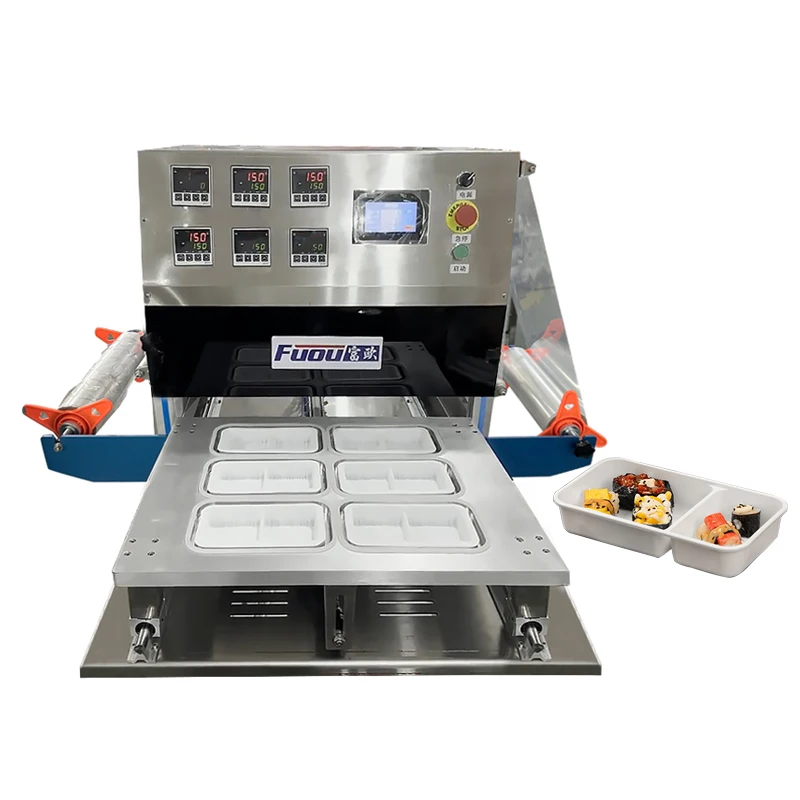 

Pneumatic Sealing Machine Tofu Food Ready Meal Container Packer Plastic Tray Automatic Packaging Machine For Cookies And Snacks