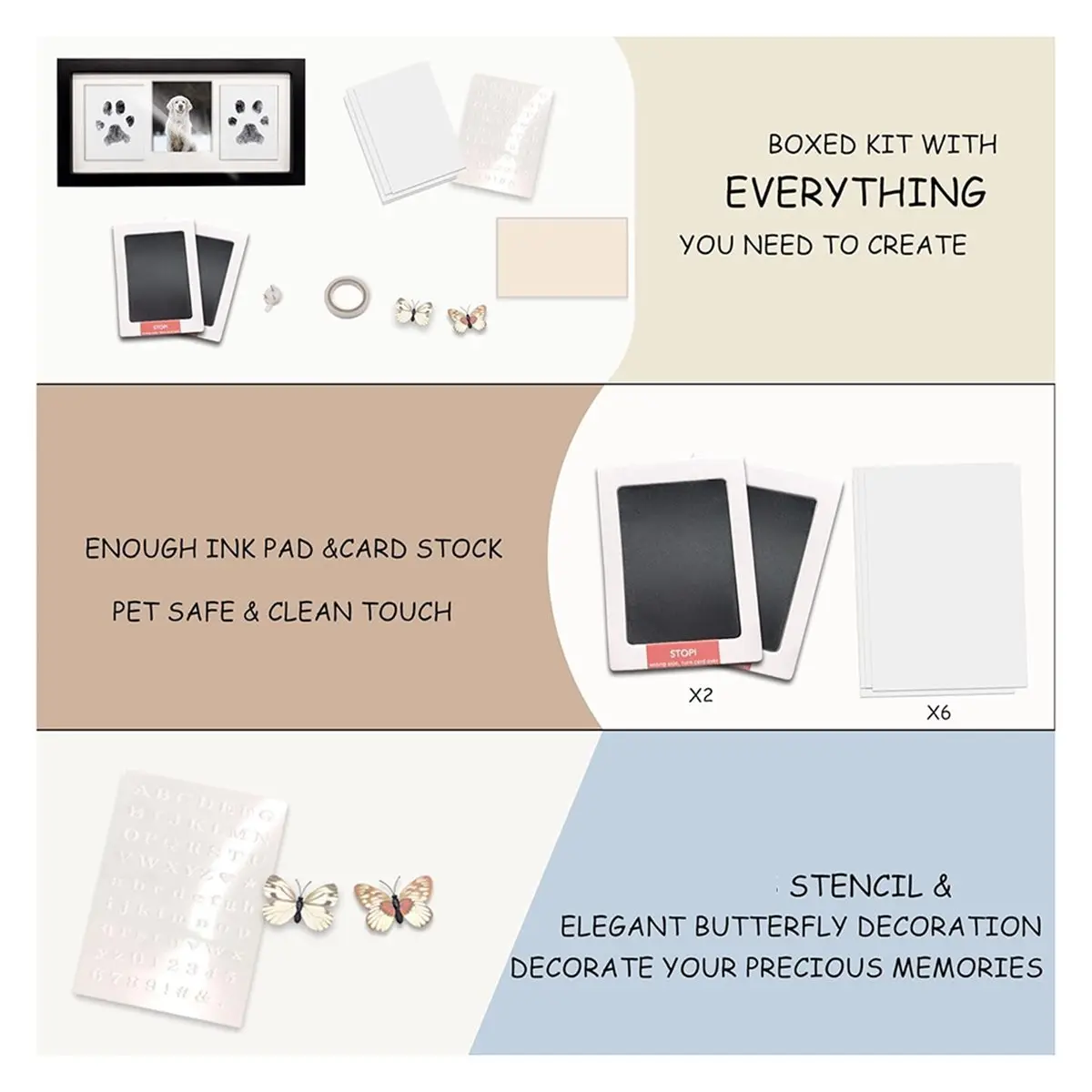 2026 Trend  Print Frame & Ink Pads Kit,Dog or Cat Print Kit,2 No Mess Ink Pads for Pets, Print Stamp Pad for Dogs