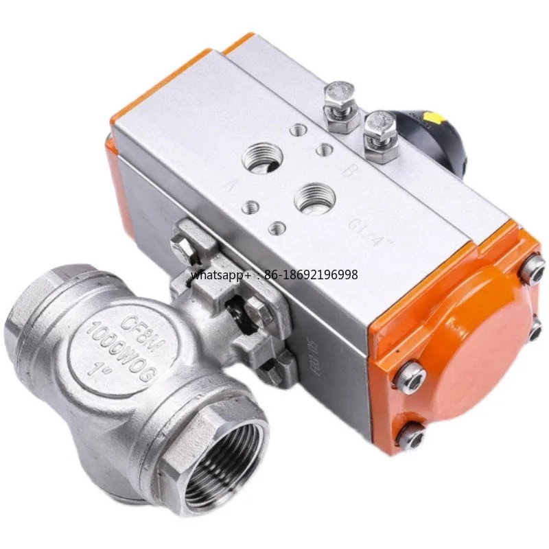 DN8 DN10 DN15 DN20 DN25 DN32 DN40 DN50 Three Piece Pneumatic Ball Valve with High Platform 304 Double Acting Cylinder