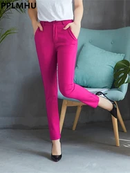 New Elegant Ladies OL Work Pantalones S-4xl Big Size Womens Formal Office Pencil Pants 2024 Casual Elastic Cotton Slim Trousers