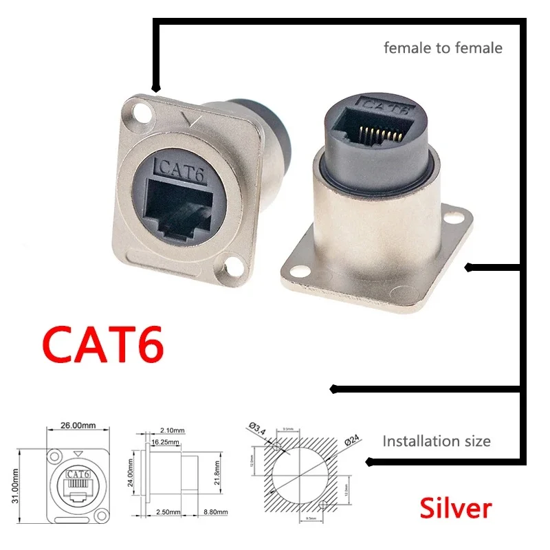Metal D Type Module HDM & USB 3.0/2.0 & Type C & RJ45 CAT6-Jack Socket Through Network Panel Mounting Electronic Connector 1pc
