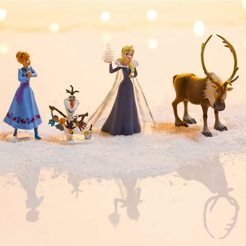 Disney Frozen Elsa Anna Kristoff Olaf Sven Action Figures Cute Cartoon Doll Princess Model Toy Decoration Collection Kids Gifts