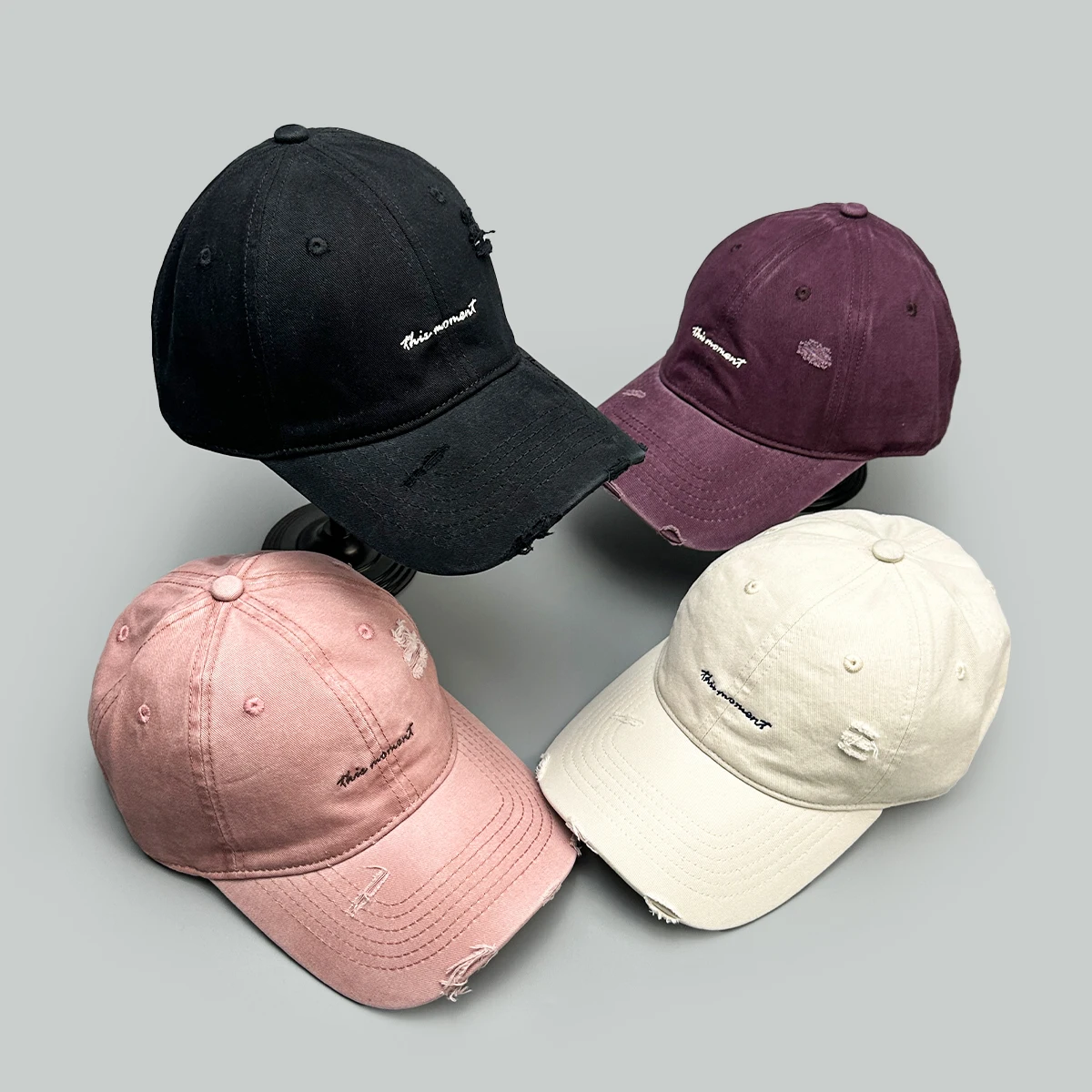 

Broken Style Simple Embroidered Letters Baseball Hats New Men Women Sunshade Retro Versatile Personal Fashion ins Peaked Caps