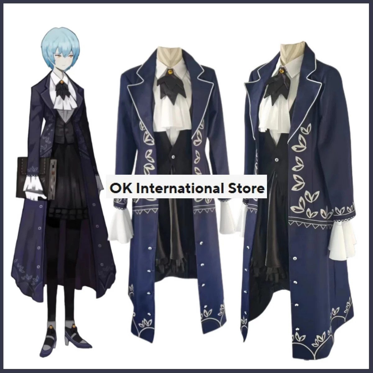 Anime Game Library of Ruina Angela Cosplay Costume Wig Tailcoat Printing Long Coat Uniform Shoes Man Woman Carnival Party Suit