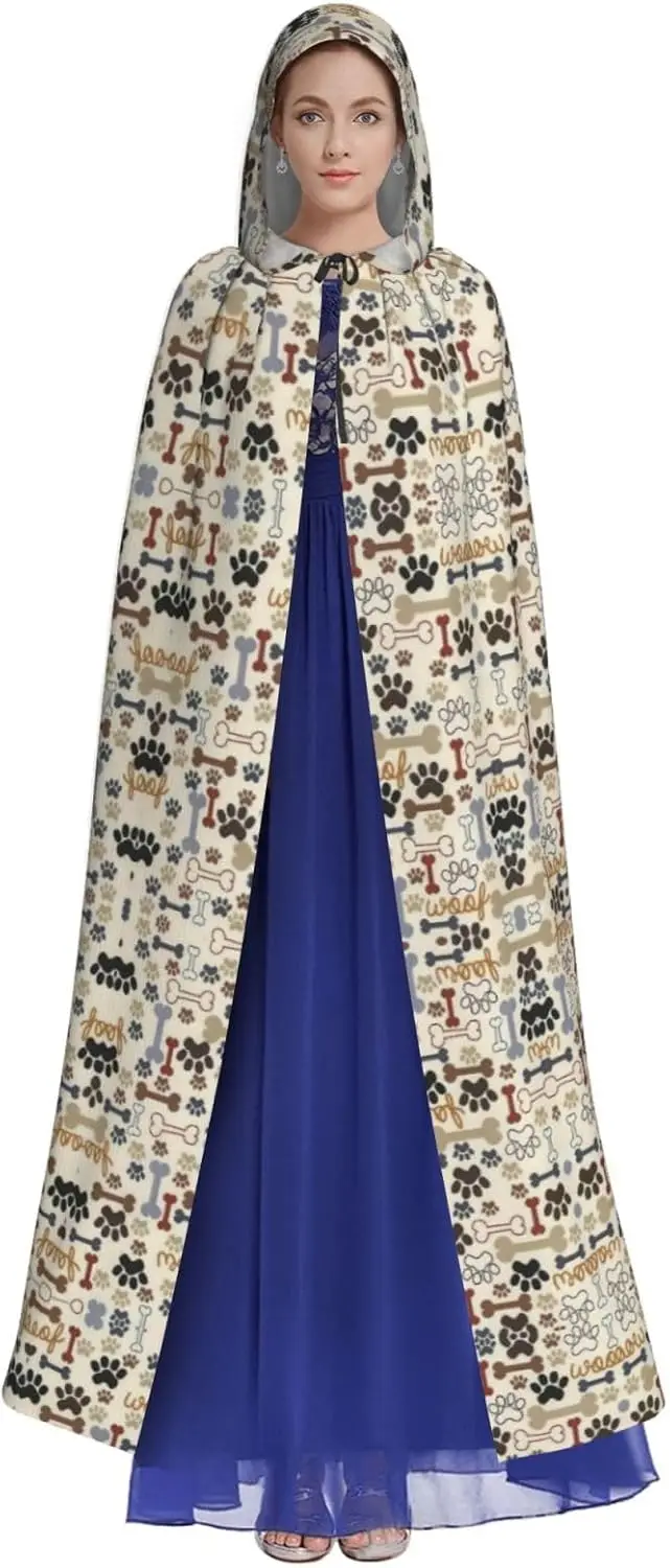 Hundeknochen Pfotenabdruck Erwachsener Kapuzenumhang Karneval Festival Umhang Cosplay Robe Kostüm Party Gothic Karneval
