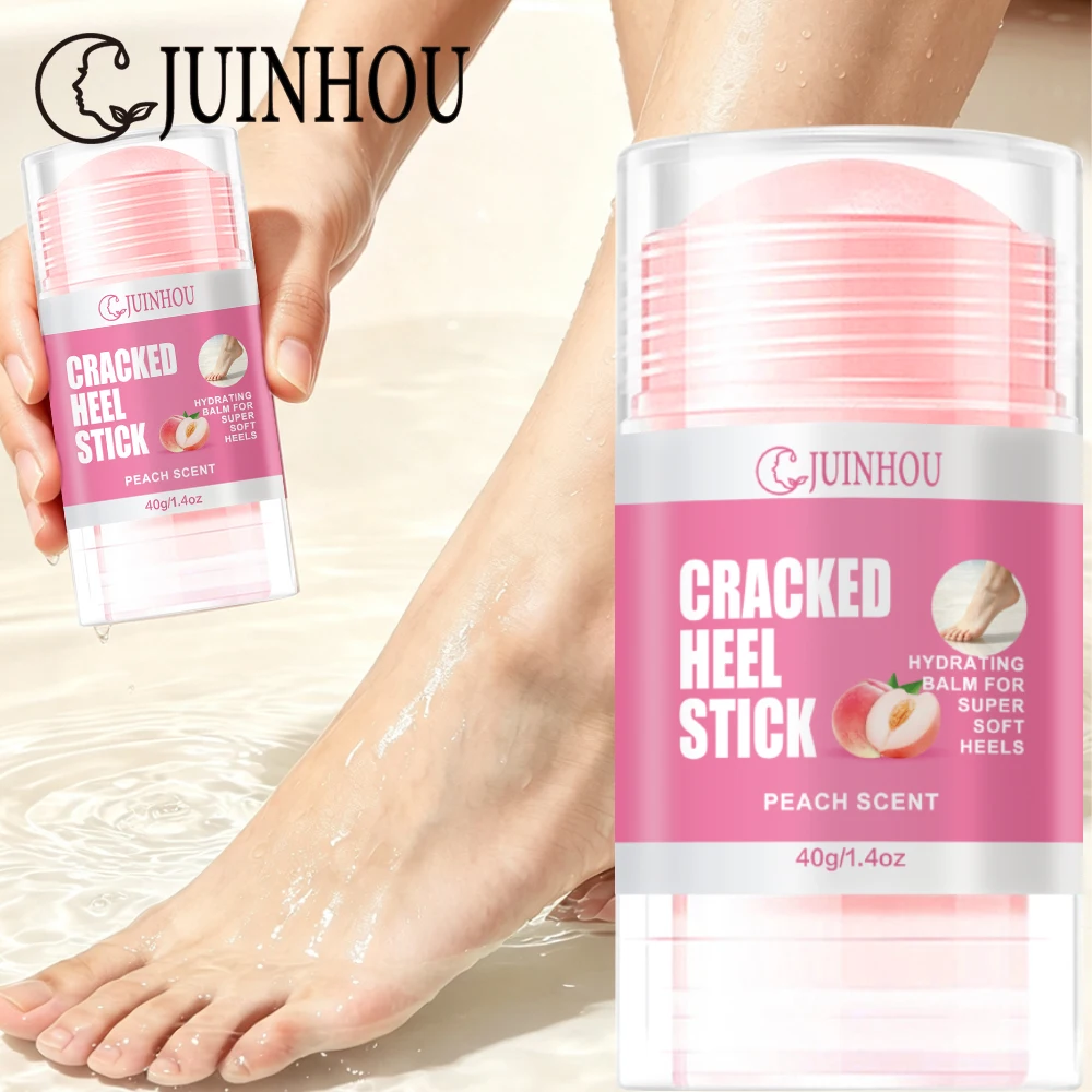 JUINHOU Peach Foot Balm Stick Non‑Greasy Moisturizing For Dry Cracked Heel & Calluses Portable Rotating Stick For Daily Foot Car