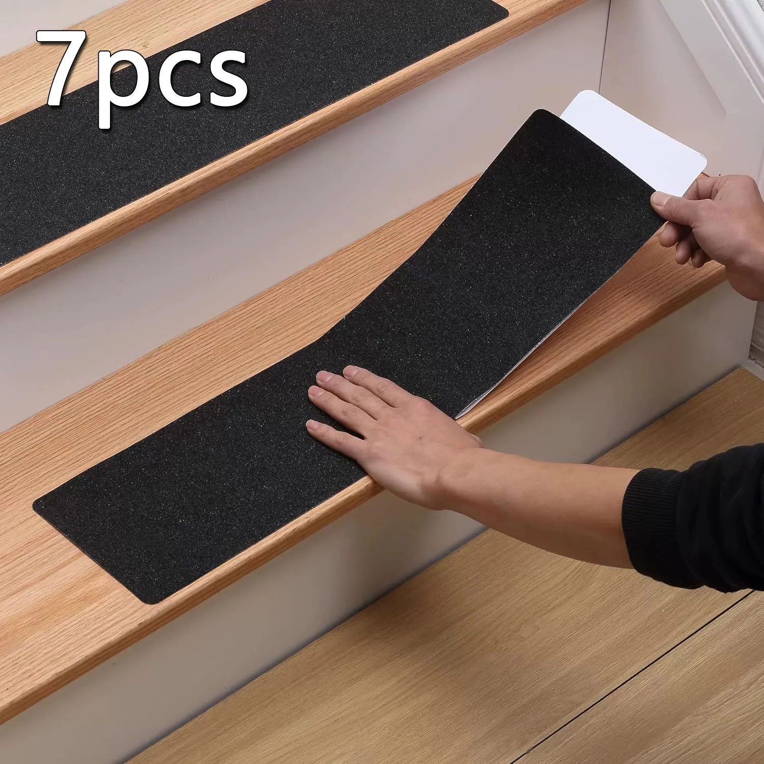 7pcs Self Adhesive Pvc Frosted Stair Treads Non Slip Anti Skid Step Protector Mats Durable Waterproof For Wooden Concrete Porch