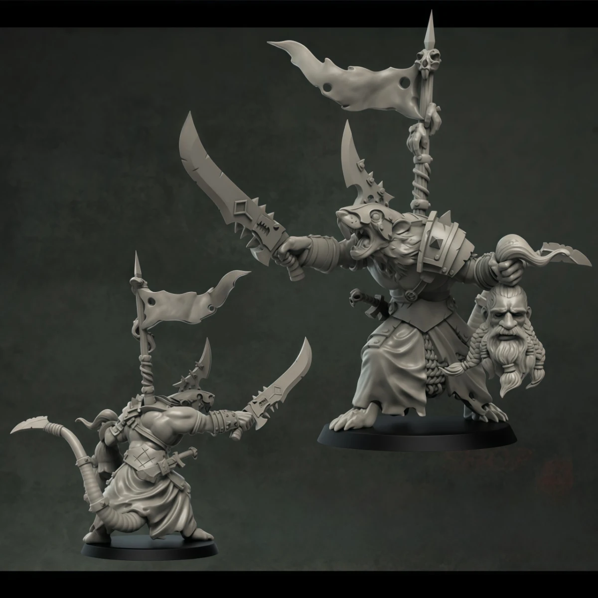 Resin soldier model GK 28mm Rat Warlord (only 1 rat, with multiple weapons) unassembled and unpainted DIY kit 1611W