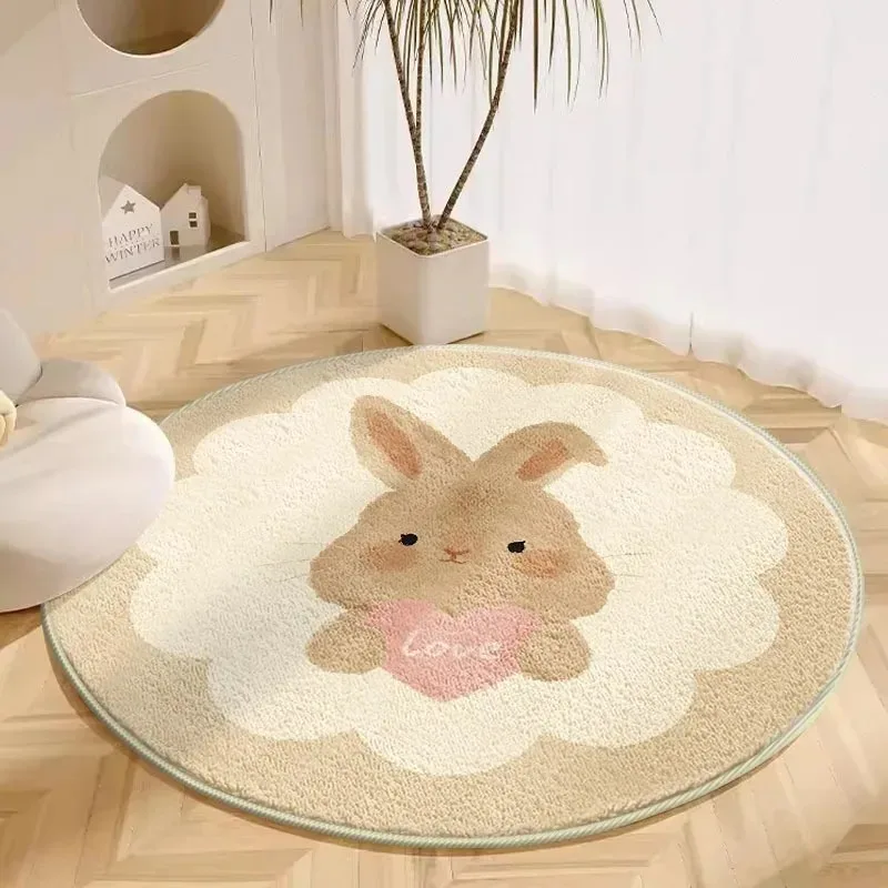 Round Cute Dog Animal Decoration Living Room Carpet Solid Color Cartoon Girl Room Bedside Rug Cloakroom Plush Mat Ковер Tapis 러그