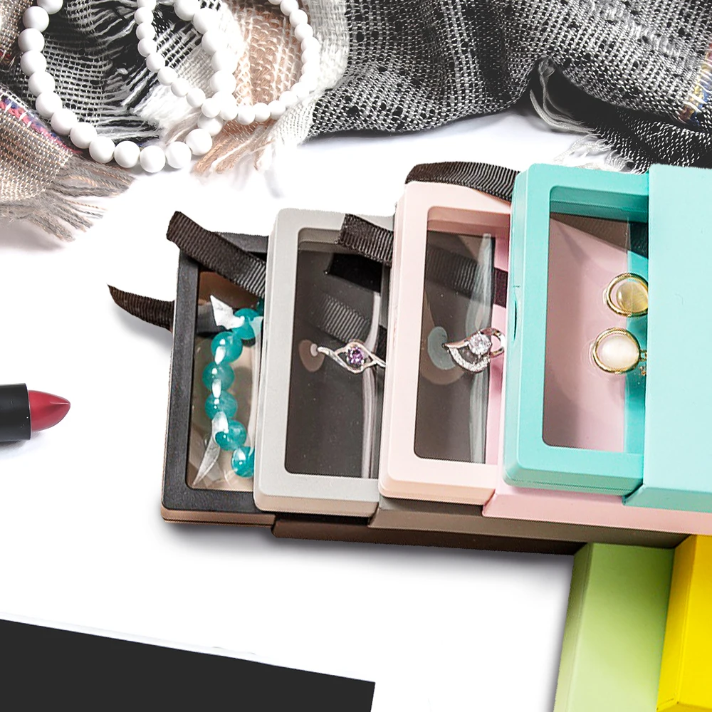 Drawer PE Film Jewelry Storage Box Candy Color Ring Pendant Necklace Earring Bracelet Antioxidant Jewelry Display Box Fashion