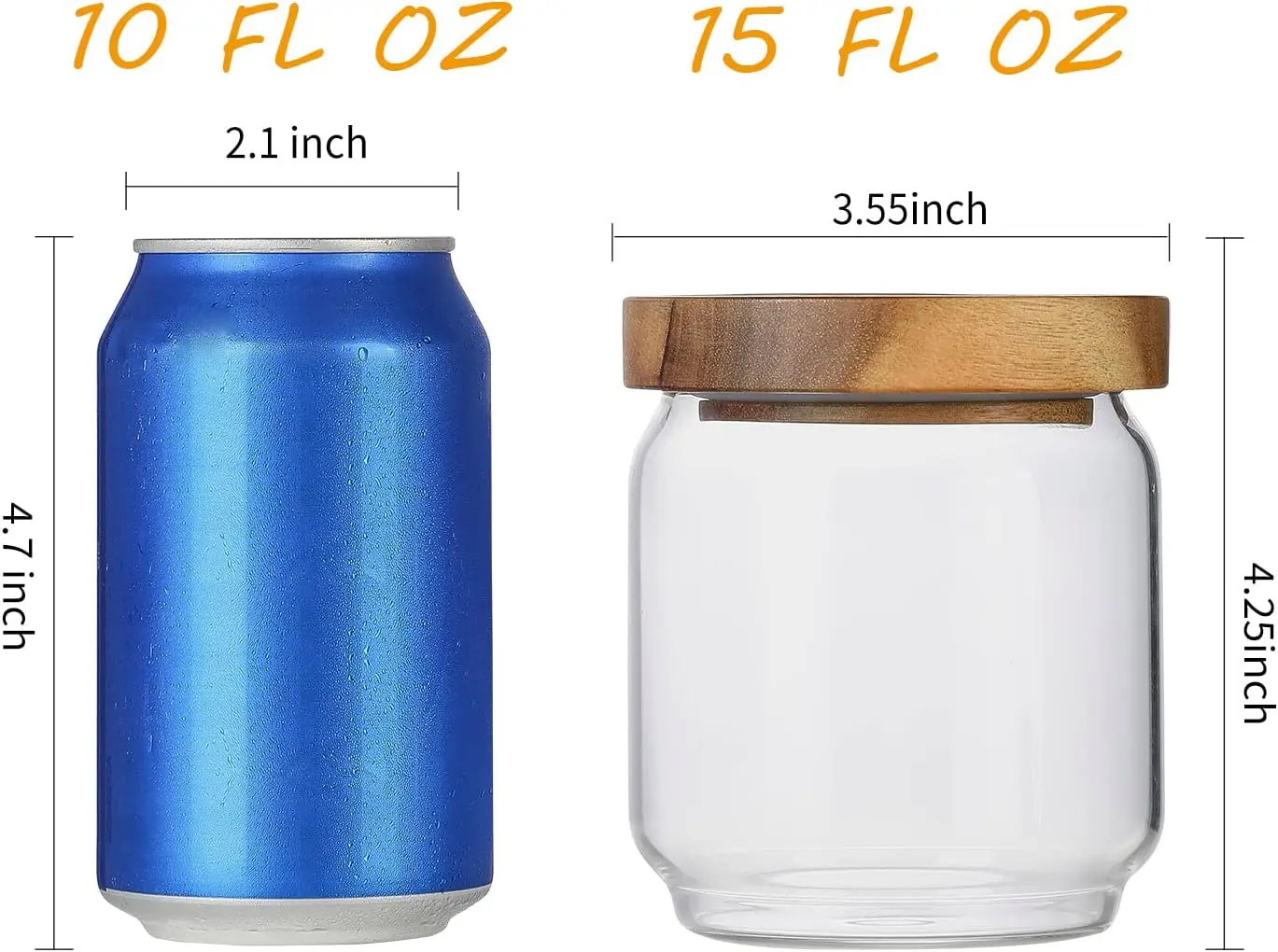 مجموعة حاويات تخزين زجاجية مكونة من 4,15 أونصة برطمانات زجاجية عالية البورسليكات علب طعام المطبخ مع أغطية خشبية لحبوب البن/المكسرات