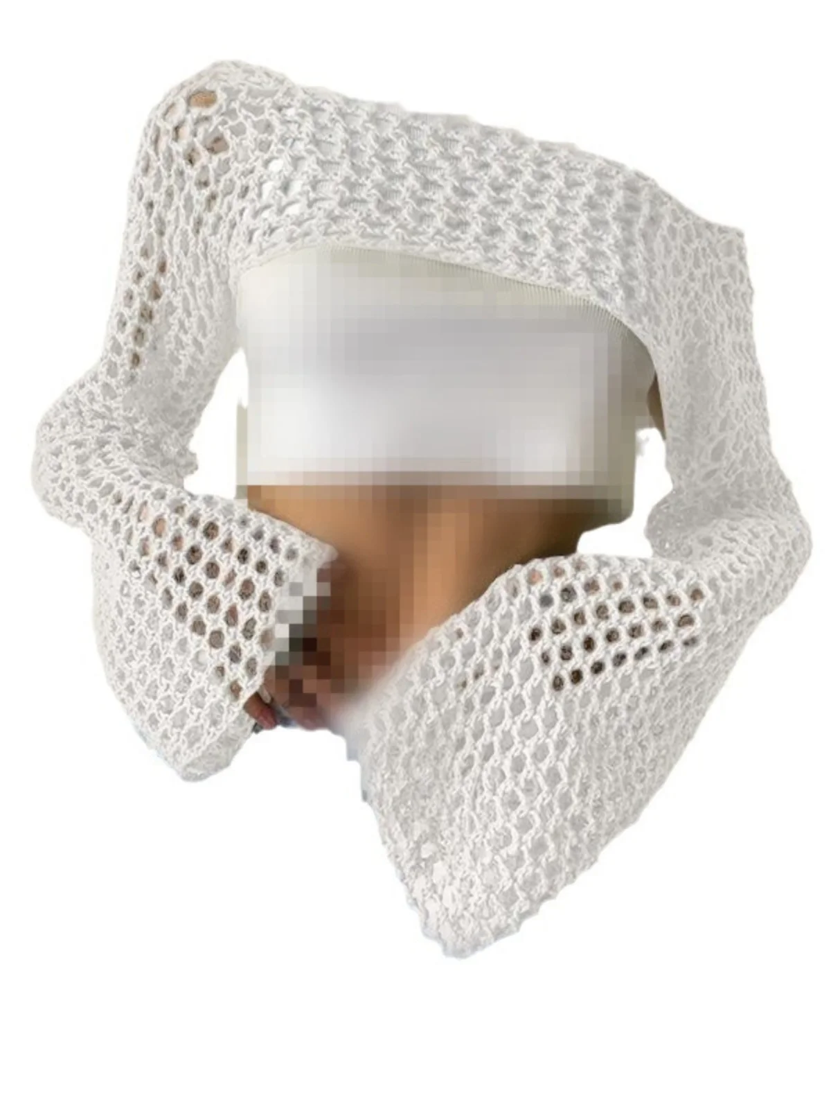

Вязаный длинный топ све с вырезами, женский свободный свитер Airy Me Insert Detailing, весна 2024, Faion Commute Sle