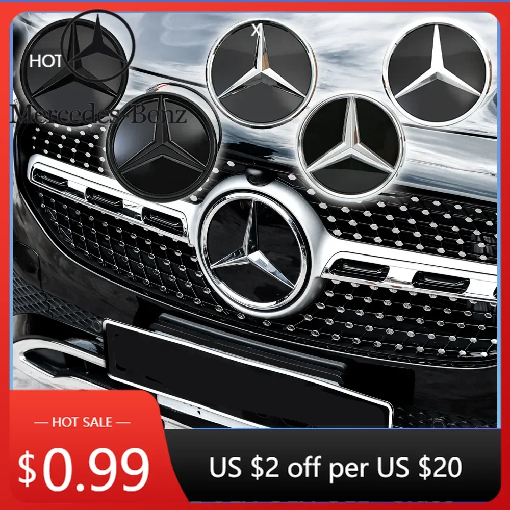 

Car Sticker Chrome Silver Front Grille Star Logo Emblem For Mercedes Benz A C S SL CLA GLA GLB-Class W205 W177 W217 R231 W118 C2