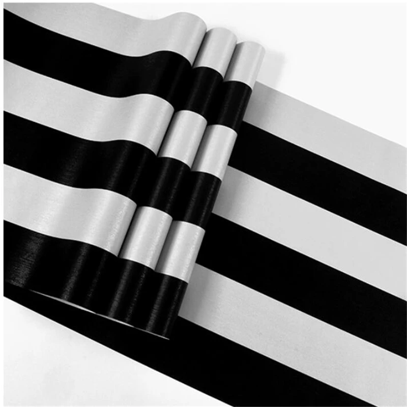 Modern Minimalist Black and White Striped Wallpaper Bedroom Living Room TV Background Wallpaper Home Decor Gray Strip Wallpaper
