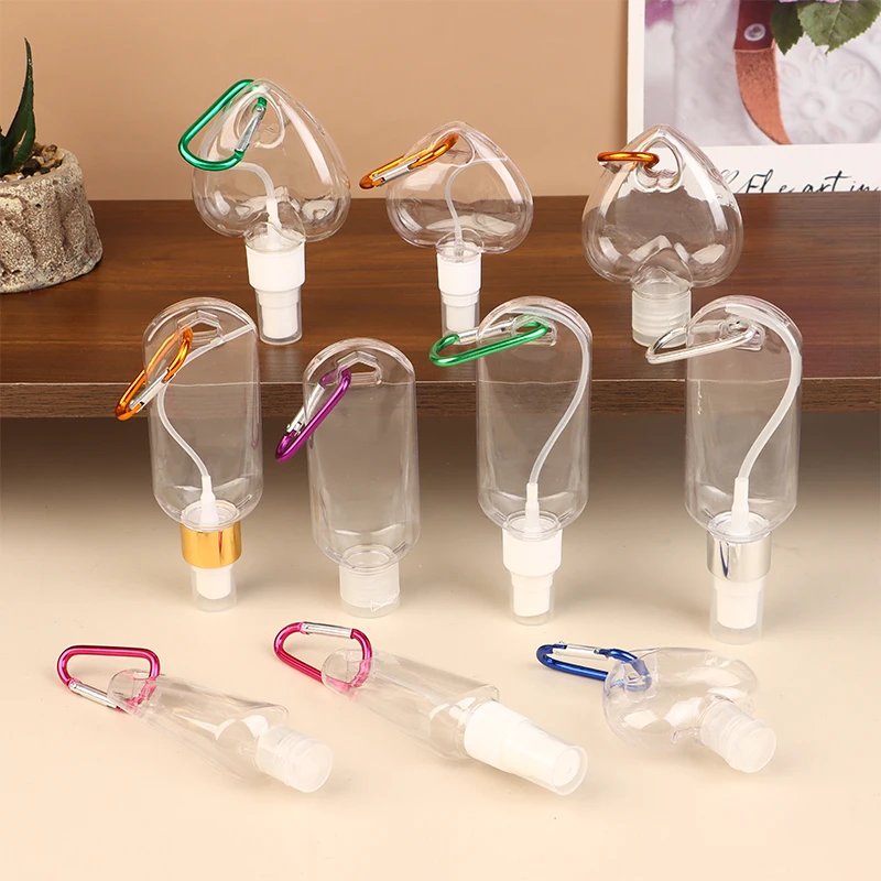 30/50 مللي ملحقات السفر مع حلقة تسلق هوك ماكياج أداة غطاء الوجه زجاجة محلول فارغة العطور الكحول رذاذ زجاجات الحاويات