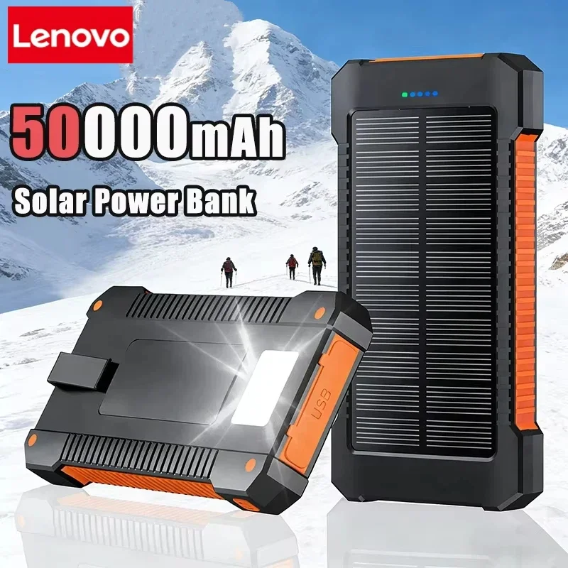 Lenovo 50000mAh Solar Power Bank Portable Charging Poverbank External Battery Charger Strong Light LDE Light for iphone Samsung view 6