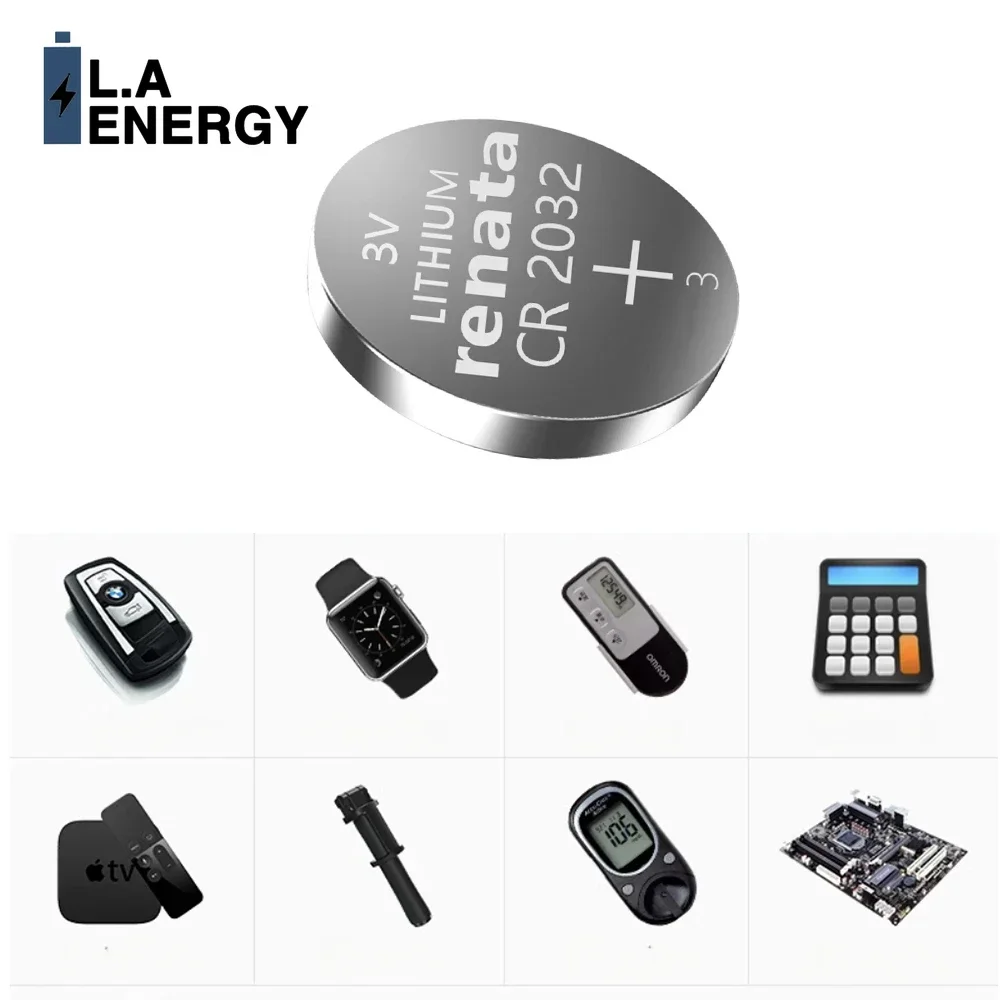 2PCS Original RENATA Swiss Made CR2032 CR 2032 3V Lithium Battery DL2032 ECR2032 For Calculator Car Remote Button Coin Cell