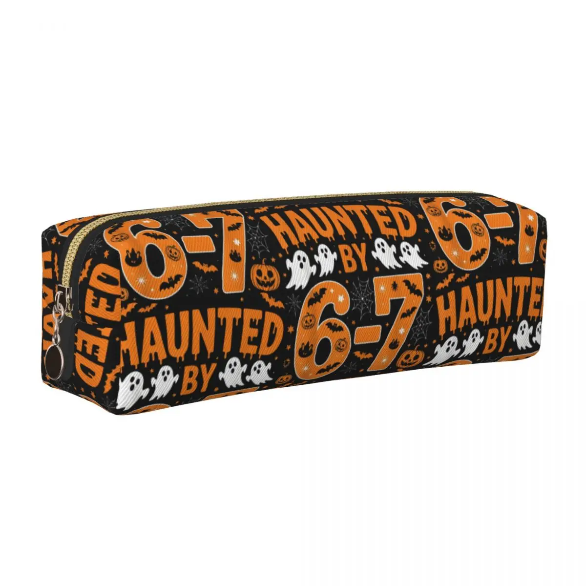 Haunted By 67 - Funny Halloween 6 7 Six Seven Meme Pencil Cases Pen Holder Bag for Student Students School Cosmetic Pencil Pouch