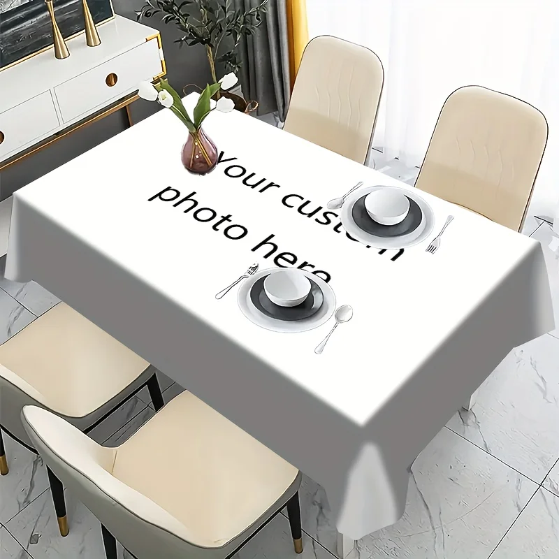1Pc Custom Tablecloth, Personalized Photo Table Cover for Indoor & Outdoor, Ideal for Home, Party, Camping & Dinner Decor