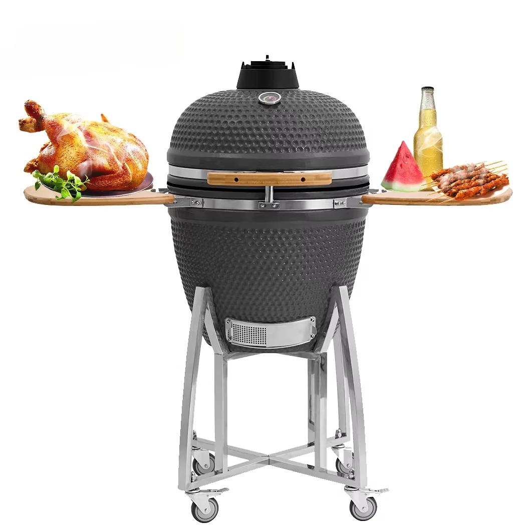 Classic Ceramic Kamado 21 Inch XL Big Joe Green Color Egg Bbq Charcoal Kamado Grill With Outdoor Kitchen