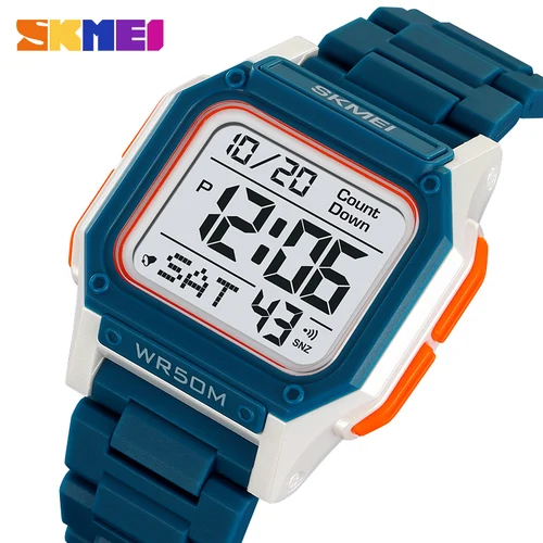 SKMEI-Reloj deportivo Digital para Hombre, cronómetro con luz trasera, informal, cuenta atrás, 5bar, resistente al agua, con alarma, 2264