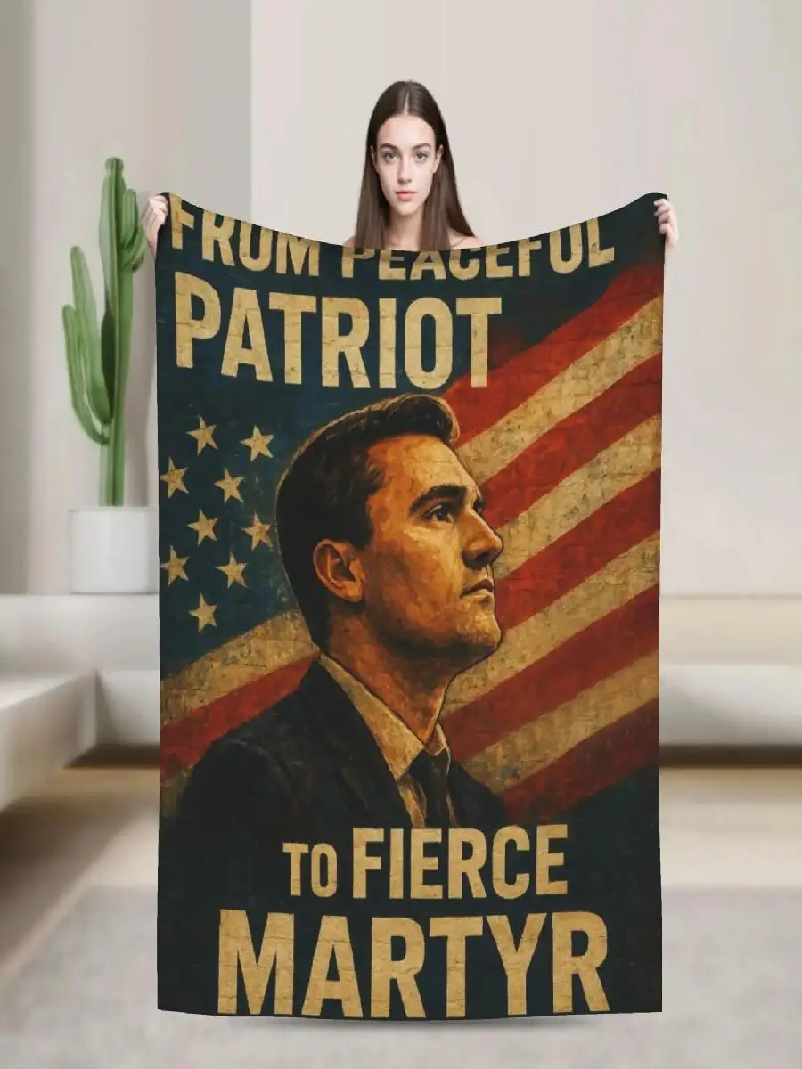 Soft Charlie Kirk Peaceful Patriot Throw Blanket Flannel Bedspread for Sofa Bed Living Room Decorative Blanket for Men Women