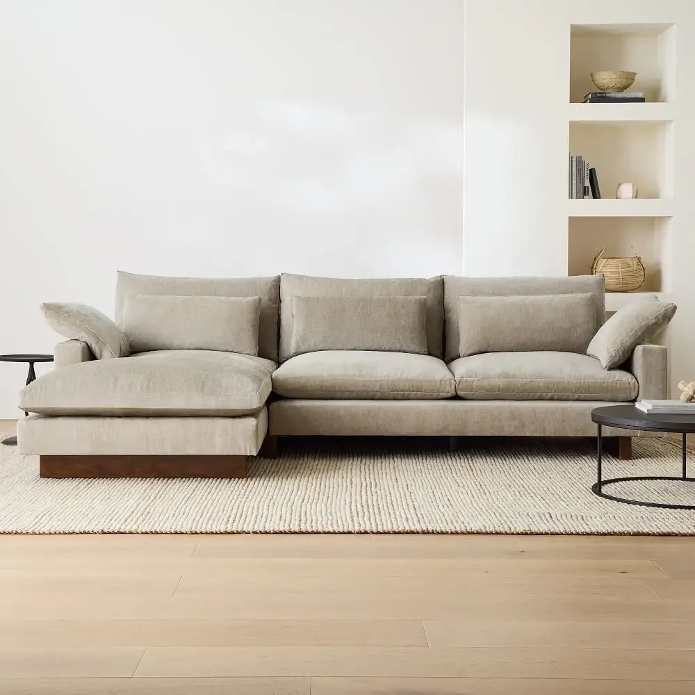 Italy Modern Style Simple Fabric Soft Modern Wooden Sofa Living Room Home Furniture Combination Sofa L Shaped Modular Sofa Set