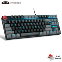 MageGee 75% Mechanical Gaming Keyboard with Blue/Red Switch, LED Blue Backlit 87 Keys Compact TKL Wired Keyboard for Windows PC